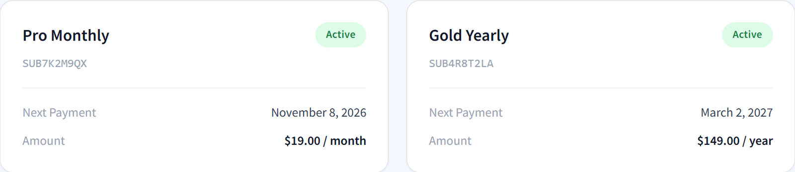 Subscriptions tab in WooCommerce My Account