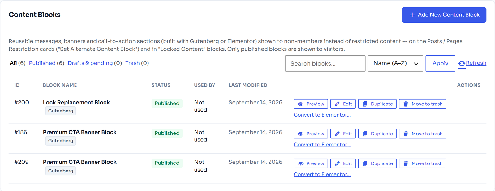 Reusable content blocks shown to non-members instead of restricted content